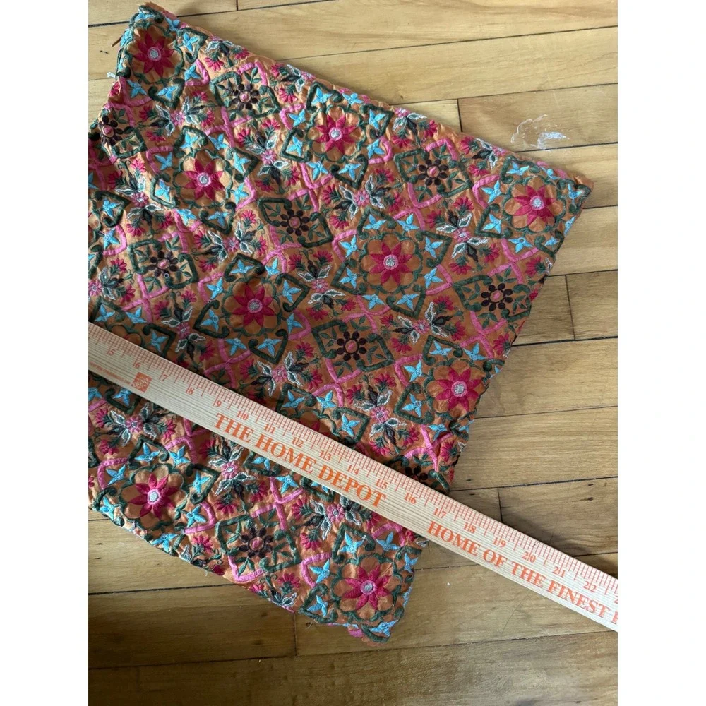 Beautiful orange‎ floral embroidered throw pillow case 17x17 boho